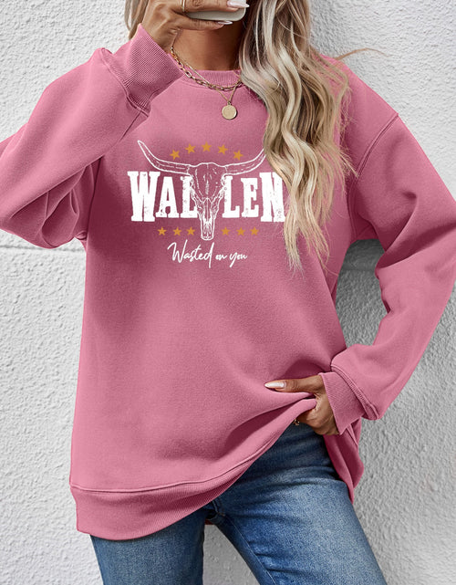 Load image into Gallery viewer, Graphic Round Neck Dropped Shoulder Sweatshirt
