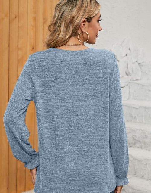Load image into Gallery viewer, Ruched Round Neck Flounce Sleeve T-Shirt
