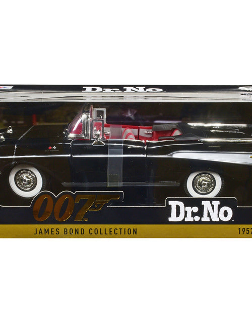 Load image into Gallery viewer, 1957 Chevrolet Bel Air Convertible Black James Bond 007 "Dr. No" (1962) Movie 1/18 Diecast Model Car by Motormax

