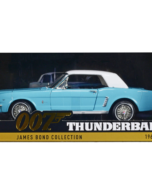 Load image into Gallery viewer, 1964 1/2 Ford Mustang Light Blue with White Top James Bond 007 "Thunderball" (1965) Movie "James Bond Collection" Series 1/18 Diecast Model Car by Motormax
