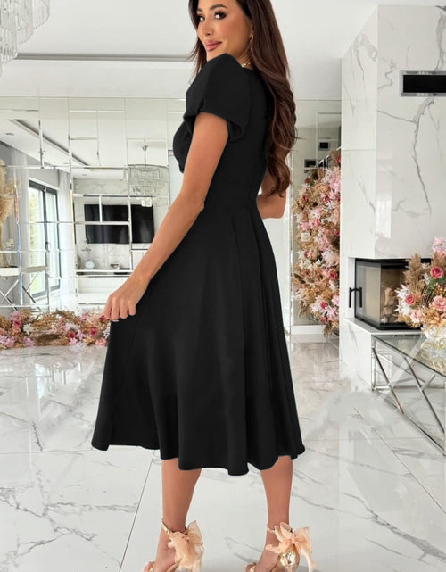 Load image into Gallery viewer, Surplice Puff Sleeve Midi Dress
