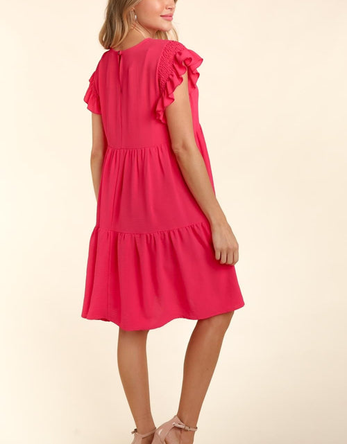 Load image into Gallery viewer, Haptics Full Size Smocking Ruffle Short Sleeve Dress with Pockets

