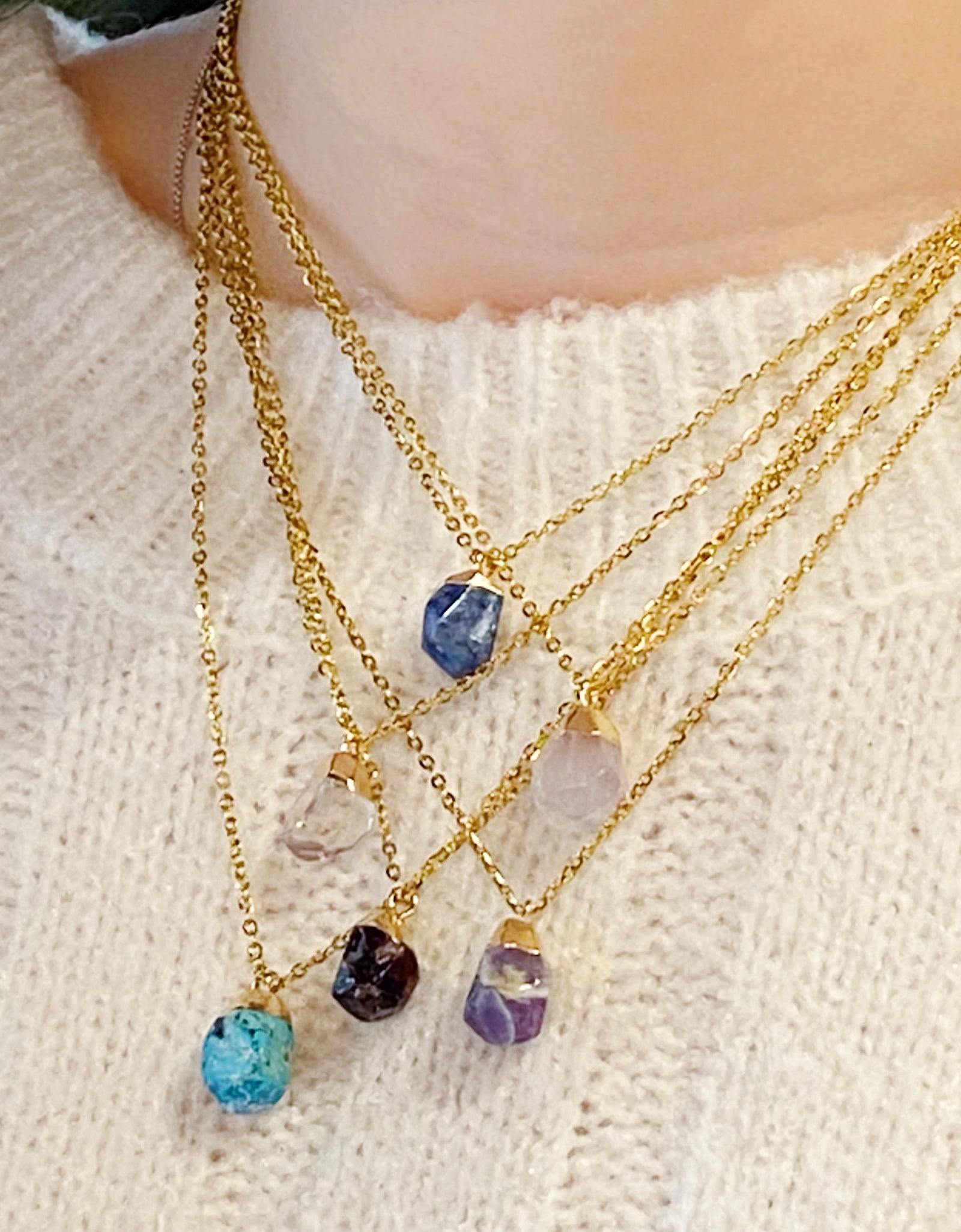 Meditation Semi-Precious Stone Pendant Necklace by Ellisonyoung.com