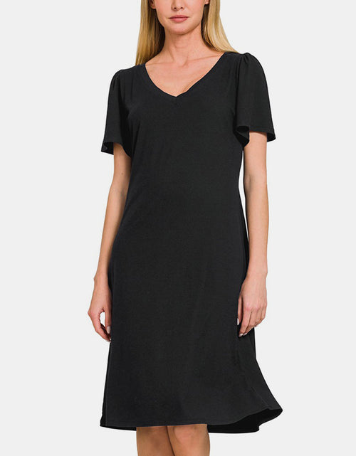 Load image into Gallery viewer, Zenana V-Neck Short Sleeve Dress
