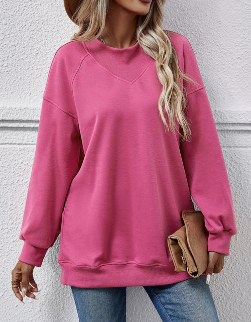 Load image into Gallery viewer, Round Neck Drop Shoulder Long Sleeve Sweatshirt
