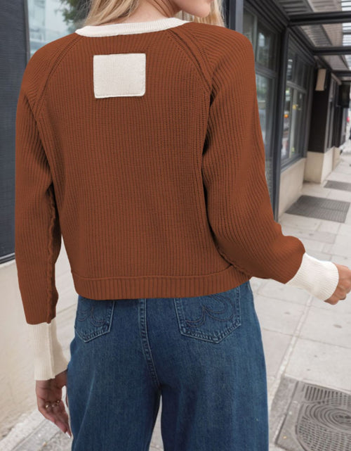 Load image into Gallery viewer, Contrast Button Up Long Sleeve Cardigan
