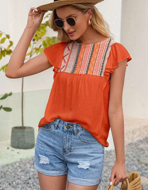 Load image into Gallery viewer, Ivy Lane Contrast Print Butterfly Sleeve Top
