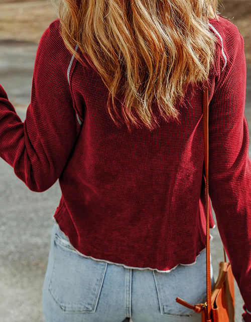 Load image into Gallery viewer, Christmas Tree Sequin Waffle Knit Long Sleeve Sweatshirt
