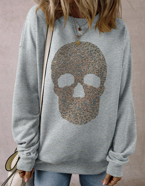 Load image into Gallery viewer, Skull Round Neck Long Sleeve Sweatshirt
