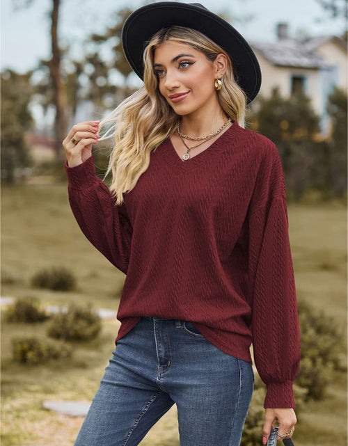 Load image into Gallery viewer, V-Neck Dropped Shoulder Blouse
