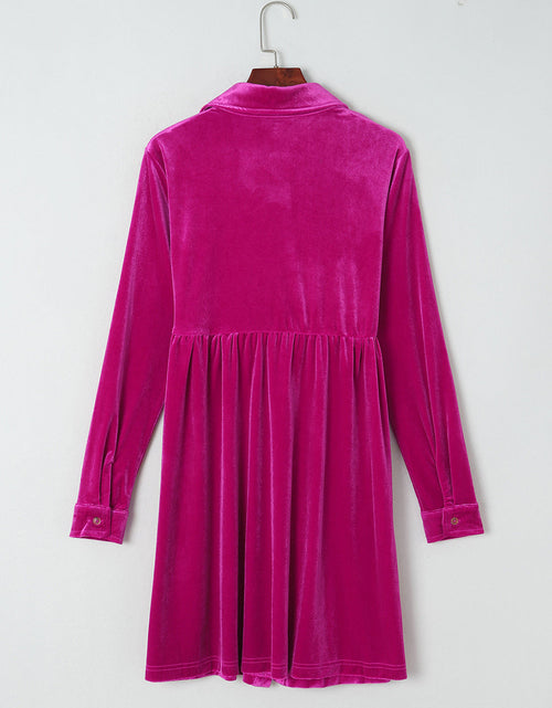 Load image into Gallery viewer, Lennon Long Sleeve Ruffle Velvet Dress by Poppy Lee Lane
