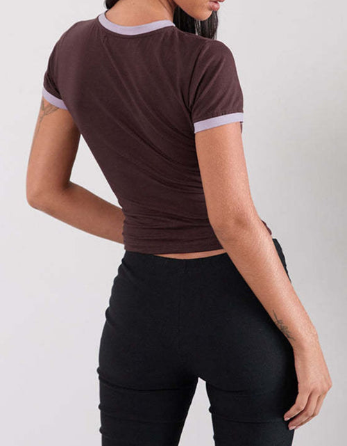 Load image into Gallery viewer, Letter Graphic Round Neck Short Sleeve T-Shirt
