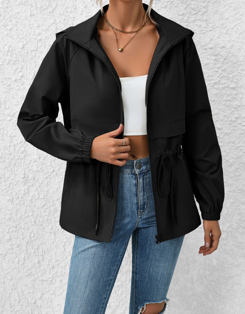 Load image into Gallery viewer, Ivy Lane Drawstring Zip Up Hooded Jacket

