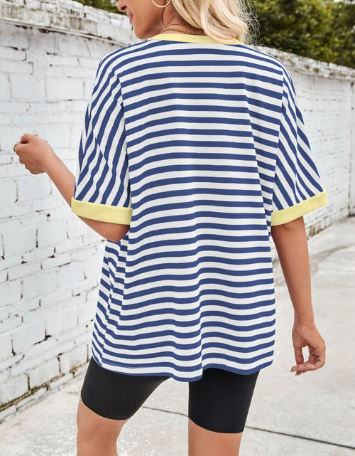 Load image into Gallery viewer, Lovelet Striped Round Neck Half Sleeve T-Shirt
