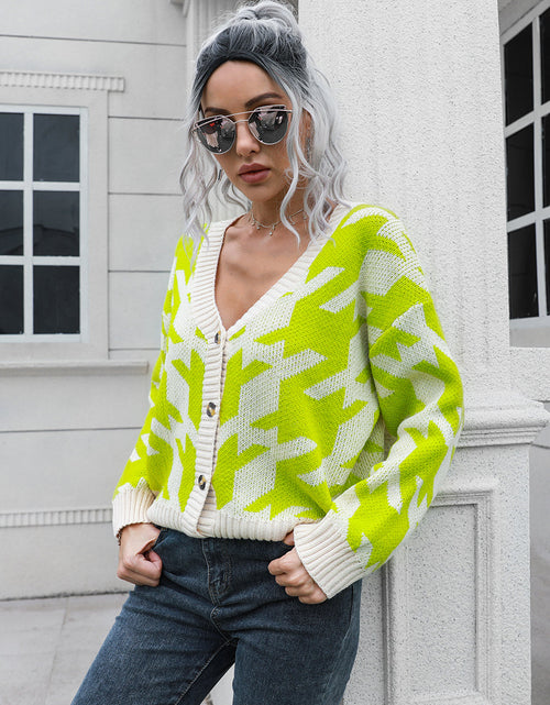 Load image into Gallery viewer, Houndstooth Button Down Cardigan
