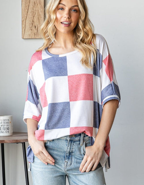 Load image into Gallery viewer, HOPELY Checkered Round Neck Half Sleeve T-Shirt
