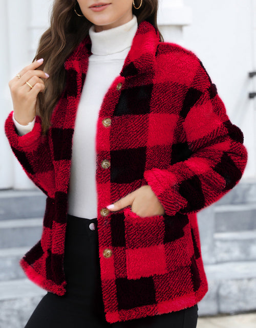 Load image into Gallery viewer, Button Up Drop Shoulder Fuzzy Jacket
