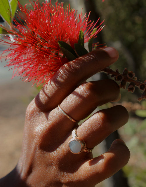 Load image into Gallery viewer, Rainbow Moonstone Floral Band by Toasted Jewelry
