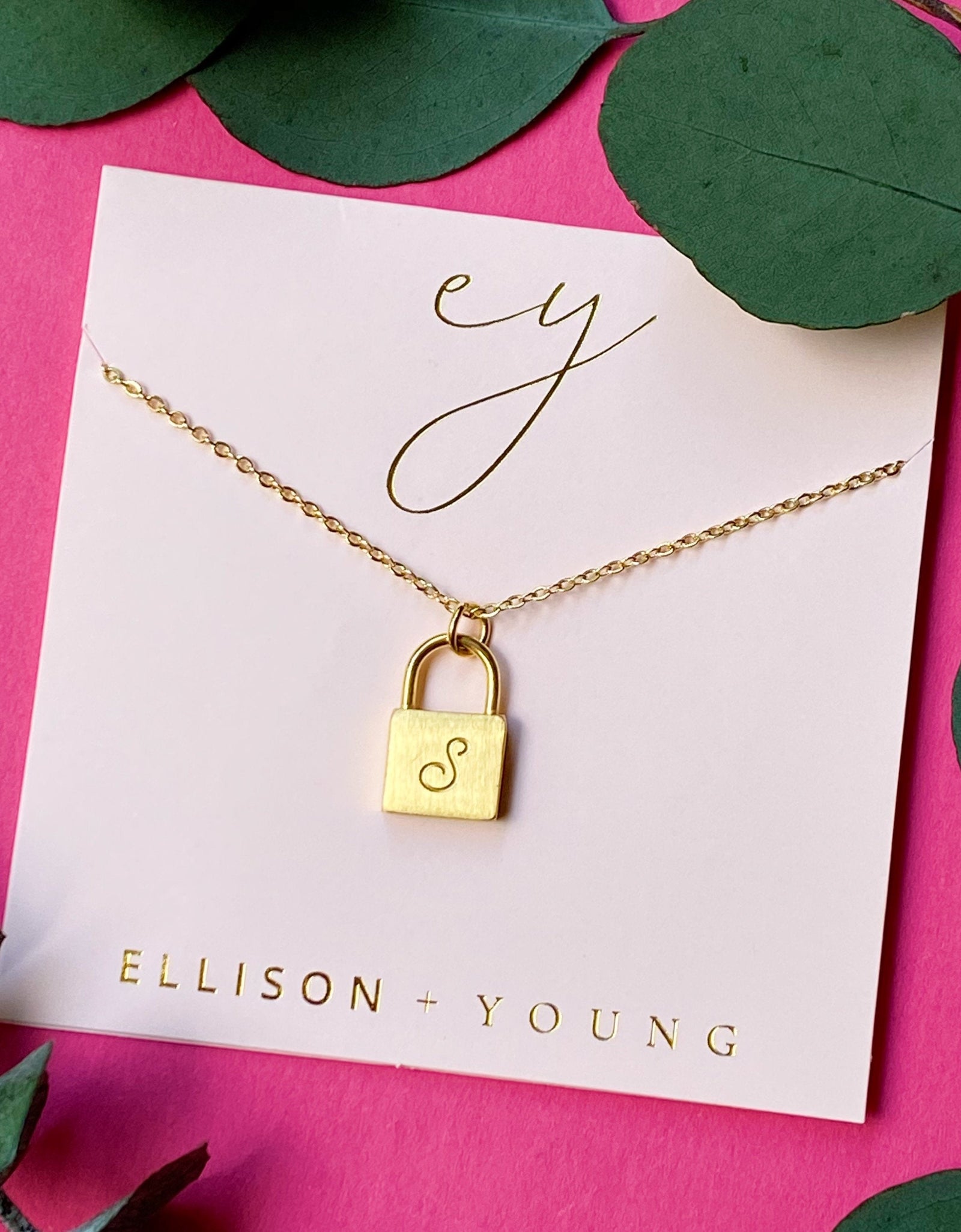 Scripted Notes Locket Initial Necklace by Ellisonyoung.com