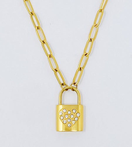 Locked In Shiny Heart Necklace by Ellisonyoung.com