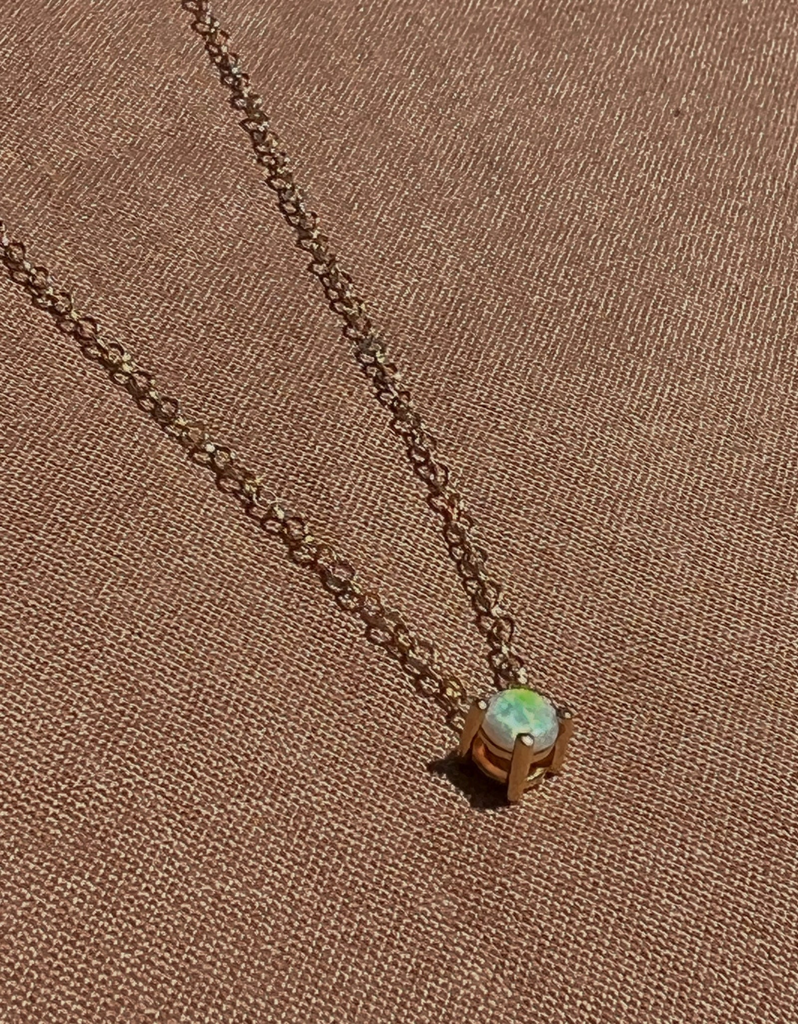 14k Yellow Gold White Opal Necklace by Toasted Jewelry