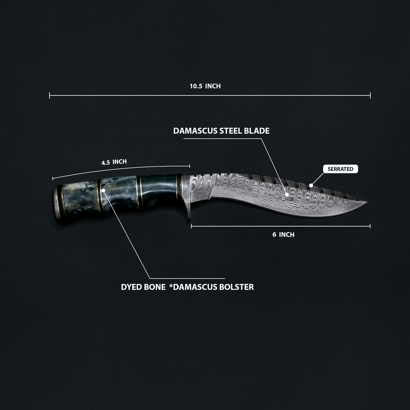 Damascus Steel Compact Kukri by Titan International Knives