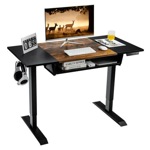 Load image into Gallery viewer, 48 Inch Electric Sit to Stand Desk with Keyboard Tray-Rustic Brown
