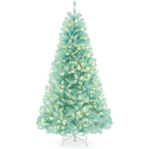 Load image into Gallery viewer, 6/7 FT Blue Artificial Christmas Tree with 280/380 Warm White LED Lights and Foldable Metal Stand-7 ft
