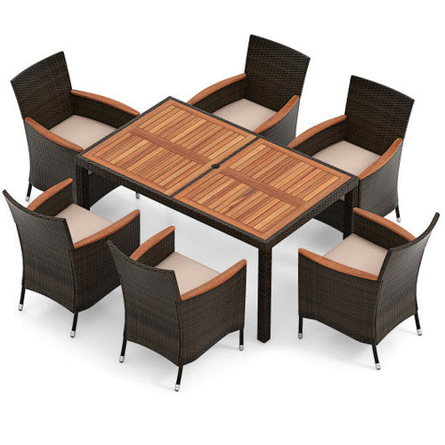 Load image into Gallery viewer, 7 Pieces Garden Dining Patio Rattan Set with Cushions for Backyard
