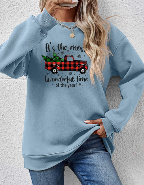 Load image into Gallery viewer, Graphic Round Neck Long Sleeve Sweatshirt
