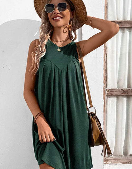 Load image into Gallery viewer, Perfee Round Neck Sleeveless Mini Dress
