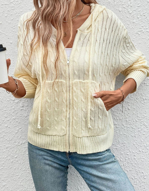 Load image into Gallery viewer, Perfee Zip Up Long Sleeve Hooded Cardigan

