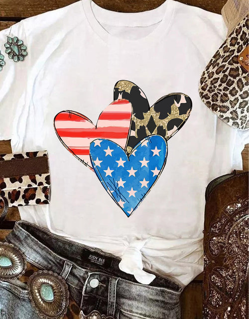 Load image into Gallery viewer, Heart Round Neck Short Sleeve T-Shirt
