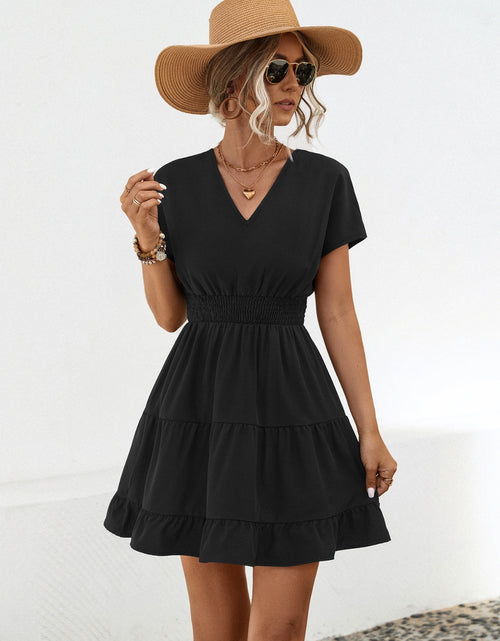 Load image into Gallery viewer, Ruffled Smocked V-Neck Tiered Dress
