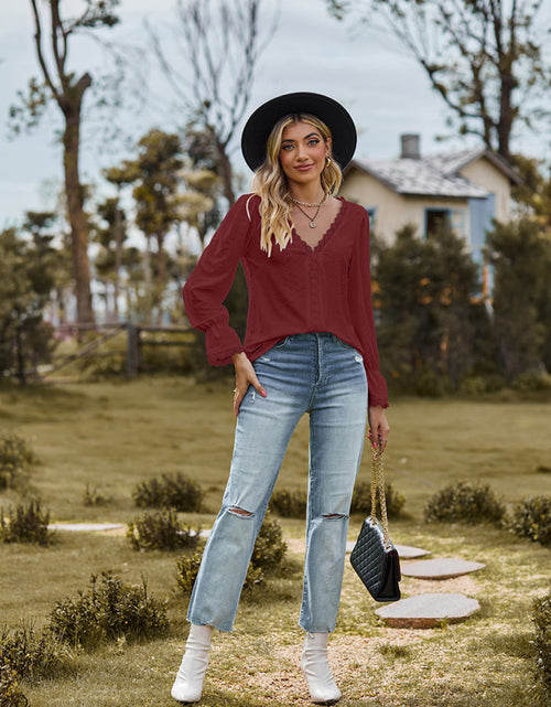 Load image into Gallery viewer, V-Neck Flounce Sleeve Blouse
