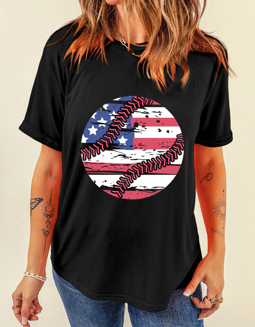 Load image into Gallery viewer, US Flag Round Neck Short Sleeve T-Shirt
