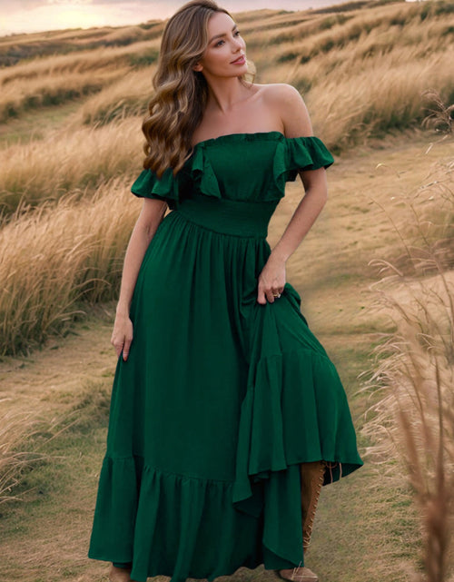 Load image into Gallery viewer, Ruffled Smocked Square Neck Maxi Dress
