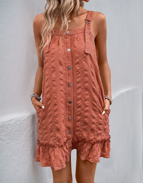 Load image into Gallery viewer, Perfee Texture Square Neck Wide Strap Mini Dress

