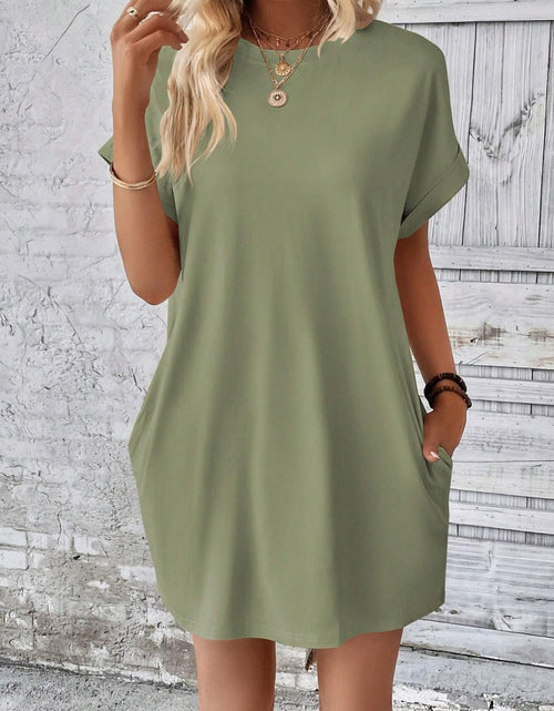 Load image into Gallery viewer, Round Neck Short Sleeve Mini Dress
