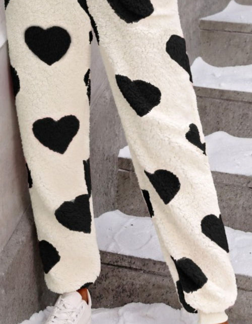 Load image into Gallery viewer, Fuzzy Heart Zip Up Hooded Lounge Jumpsuit

