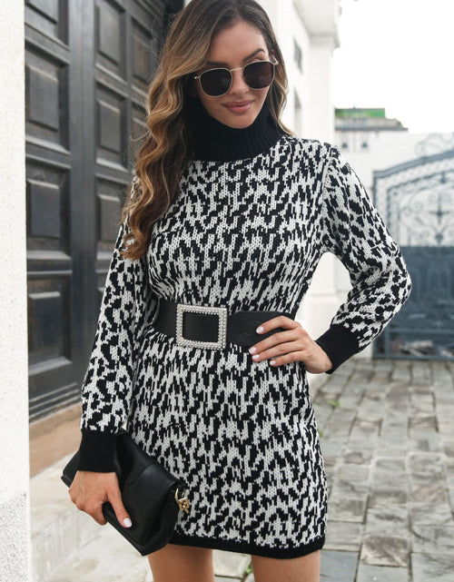 Load image into Gallery viewer, Heathered Turtleneck Mini Sweater  Dress
