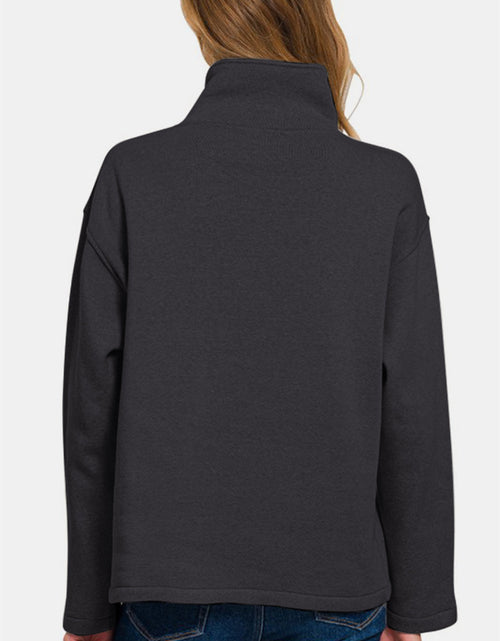 Load image into Gallery viewer, Zenana Turtleneck Half Snap Fleece Sweatshirt
