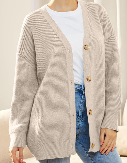 Load image into Gallery viewer, Button Down V-Neck Long Sleeve Cardigan

