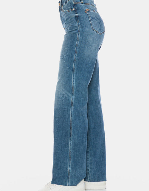 Load image into Gallery viewer, Judy Blue Full Size Tummy Control Cut Raw Hem Straight Jeans
