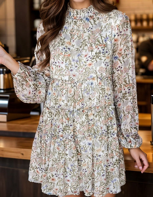 Load image into Gallery viewer, Printed Mock Neck Long Sleeve Mini Dress
