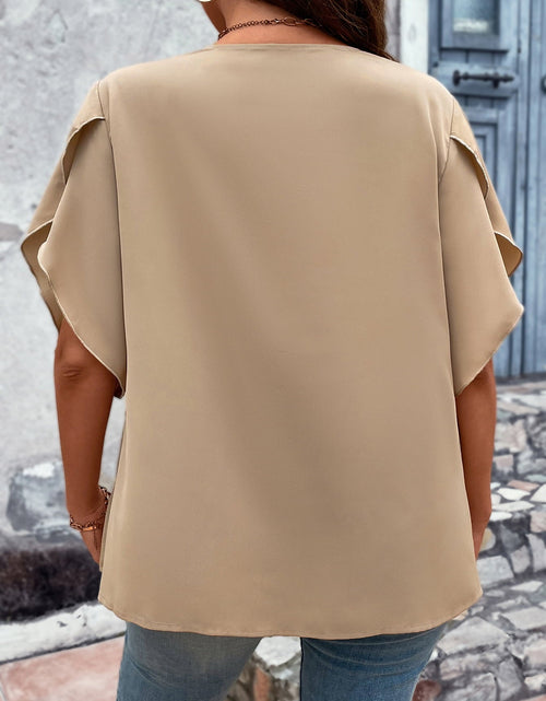 Load image into Gallery viewer, Honey Plus Size V-Neck Flutter Sleeve Blouse
