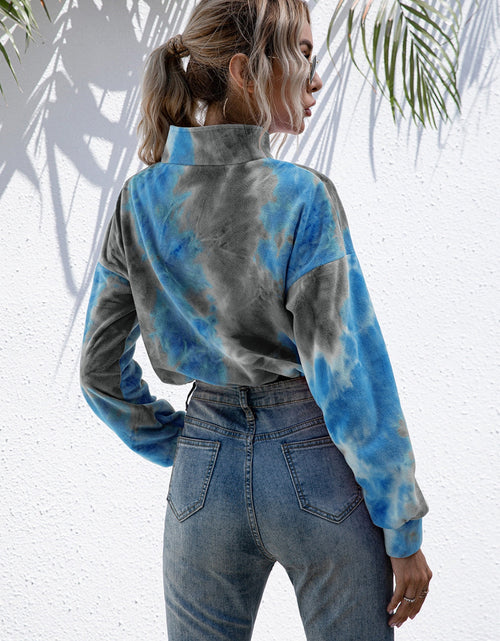 Load image into Gallery viewer, Ivy Lane Tie-Dye Quarter Zip Dropped Shoulder Sweatshirt
