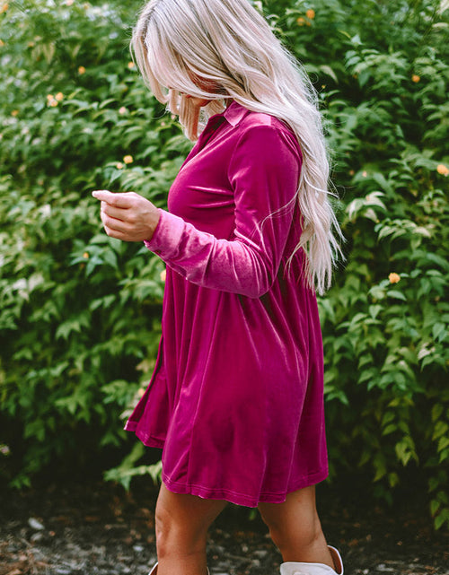 Load image into Gallery viewer, Collared Neck Buttoned Mini Dress
