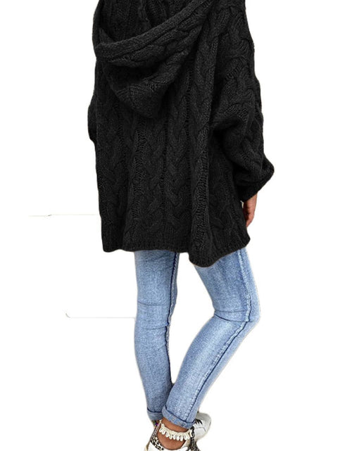 Load image into Gallery viewer, Cable-Knit Hooded Sweater
