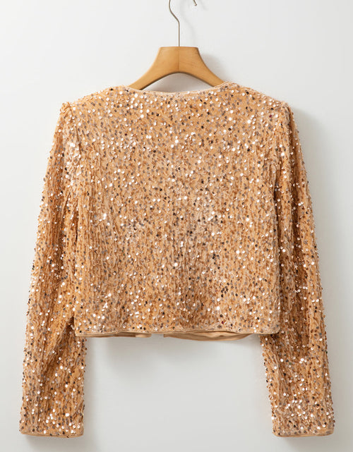 Load image into Gallery viewer, Sequin Open Front Long Sleeve Jacket
